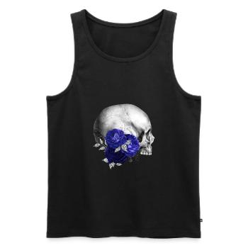 Nuit fleurs gothique goth crâne mort crâne punk - Débardeur bio Premium Homme - noir - Devant - AI Model Male 178 light (178cm)