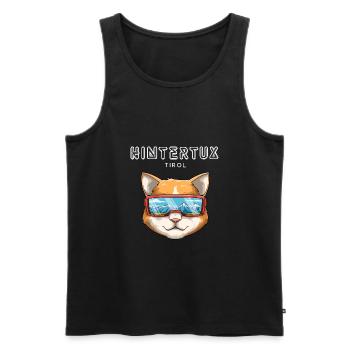 Hintertux Tirol Österreich Retro Ski Katze - Männer Premium Bio Tank Top - Schwarz - Vorne - Michal (187cm)