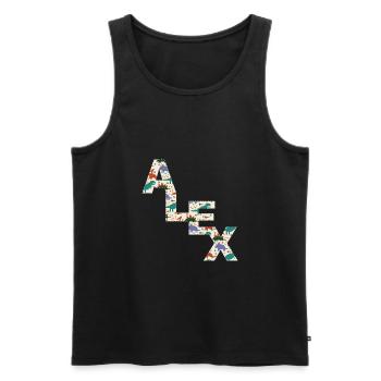 ALEX - Schöner Jungen Name mit süßen Dinosaurier - Männer Premium Bio Tank Top - Schwarz - Vorne - AI Model Male 178 light (178cm)