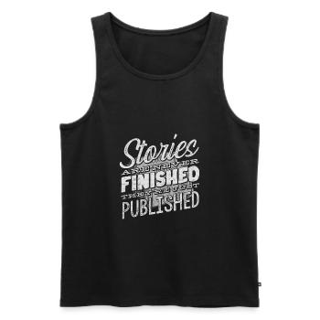 Journalist Journalism Stories Are Never Finished - Männer Premium Bio Tank Top - Schwarz - Vorne - Michal (187cm)