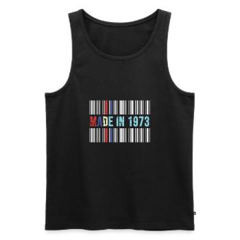 1973 birthday 49 years 49th anniversary retro barcode - Men's Premium Organic Tank Top - black - Front - Michal (187cm)