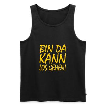 Bin da kann losgehen - Männer Premium Bio Tank Top - Schwarz - Vorne - Michal (187cm)