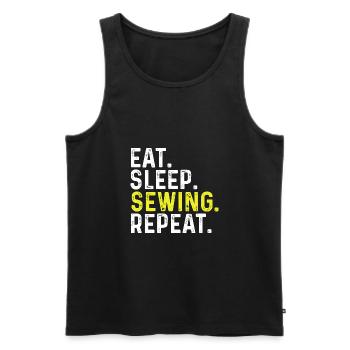 Eat Sleep Sewing Repeat - Men's Premium Organic Tank Top - black - Front - Michal (187cm)