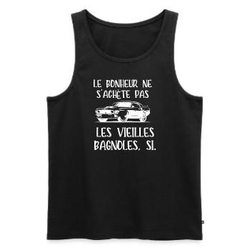 le bonheur ne s'achète pas - Débardeur bio Premium Homme - noir - Devant - AI Model Male 178 light (178cm)