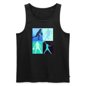 Basket-ball,Sports,Graffiti,Peinture,Joueur de basket-ball - Débardeur bio Premium Homme - noir - Devant - Michal (187cm)