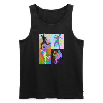Fußball ,Fußballer , fußball,graffiti,bunt - Männer Premium Bio Tank Top - Schwarz - Vorne - Michal (187cm)
