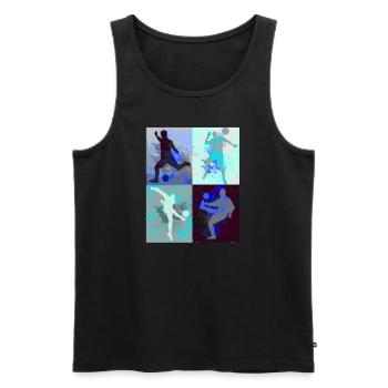 Soccer ,Soccer Player , Soccer,Graffiti,Colorful,Blue - Men's Premium Organic Tank Top - black - Front - AI Model Male 178 light (178cm)