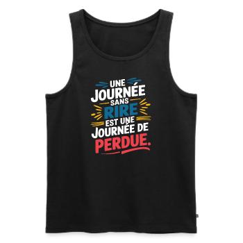 Une journée sans rire est une journée de perdue - Débardeur bio Premium Homme - noir - Devant - Michal (187cm)