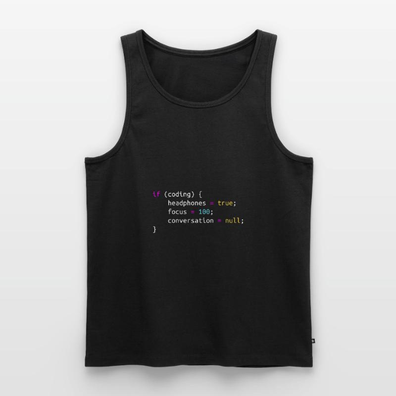 Funny gift for Programmer Headphones while Coding Men's Premium Organic Tank Top