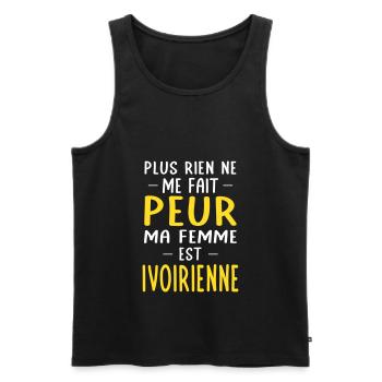 Rien ne me fait peur ma femme est Ivoirienne - Débardeur bio Premium Homme - noir - Devant - Michal (187cm)