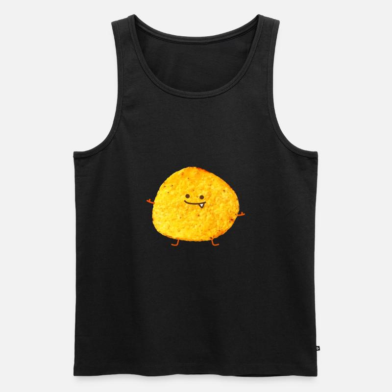 Lustiger Chips - Männer Premium Bio Tank Top - Schwarz