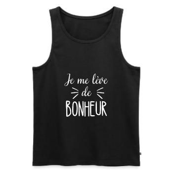 Je me lève de bonheur - Débardeur bio Premium Homme - noir - Devant - Michal (187cm)