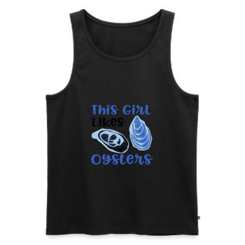 Girl Likes Oysters and Wine Lustiges Zitat - Männer Premium Bio Tank Top - Schwarz - Vorne - Michal (187cm)