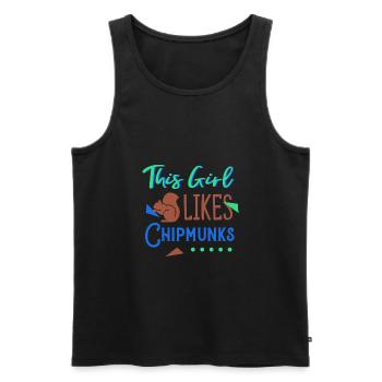 Girl Likes Chipmunks Forest Animal Squirrel - Men's Premium Organic Tank Top - black - Front - AI Model Male 178 light (178cm)