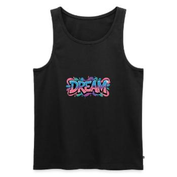 DREAM Graffiti Design voller Farbe und Motivation - Männer Premium Bio Tank Top - Schwarz - Vorne - Michal (187cm)