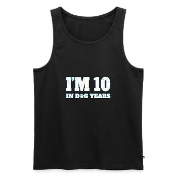 J’ai 10 ans en années de chien - Débardeur bio Premium Homme - noir - Devant - Michal (187cm)