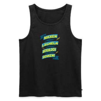 Nicken Lächeln A....loch Denken!!! - Männer Premium Bio Tank Top - Schwarz - Vorne - Michal (187cm)