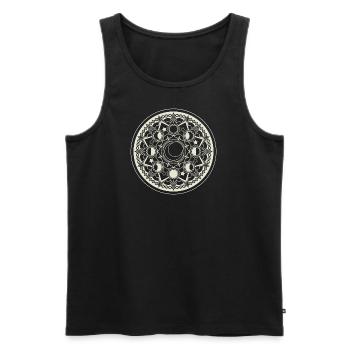 Mandala Lune pâle - Débardeur bio Premium Homme - noir - Devant - AI Model Male 178 light (178cm)