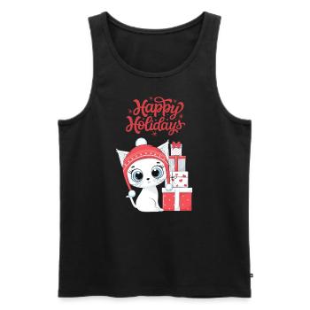 cat christmas - Merry Christmas cats tshirt - Men's Premium Organic Tank Top - black - Front - AI Model Male 178 light (178cm)