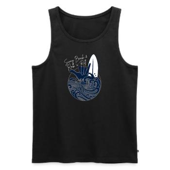 Sunny Beach Rock n Roll - OCENBLUE COLLECTION - Männer Premium Bio Tank Top - Schwarz - Vorne - AI Model Male 178 light (178cm)