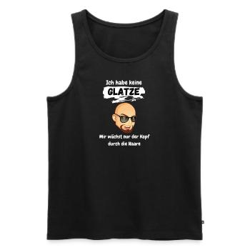 Ich habe keine Glatze....Spruch - Männer Premium Bio Tank Top - Schwarz - Vorne - Michal (187cm)