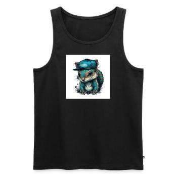 cooles Eichhörnchen mit Cap - Männer Premium Bio Tank Top - Schwarz - Vorne - Michal (187cm)