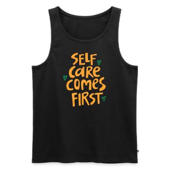 SELFCARE COMES FIRST - Männer Premium Bio Tank Top - Schwarz - Vorne - Michal (187cm)