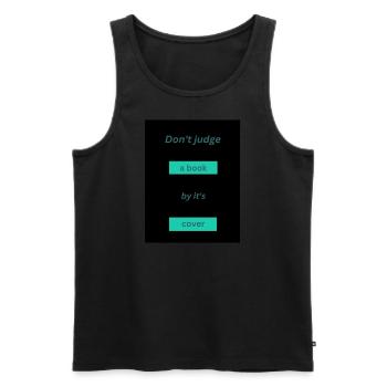 Ne jugez pas un livre par sa couverture - Débardeur bio Premium Homme - noir - Devant - AI Model Male 178 light (178cm)