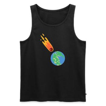 hugadino meteorite hits pangea, dino, dinosaur - Men's Premium Organic Tank Top - black - Front - AI Model Male 178 light (178cm)