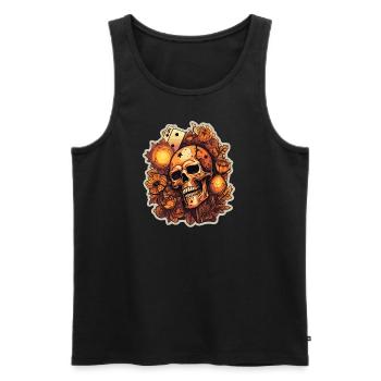 Cooler Skull Totenkopf Blumen Spielkarten - Männer Premium Bio Tank Top - Schwarz - Vorne - AI Model Male 178 light (178cm)