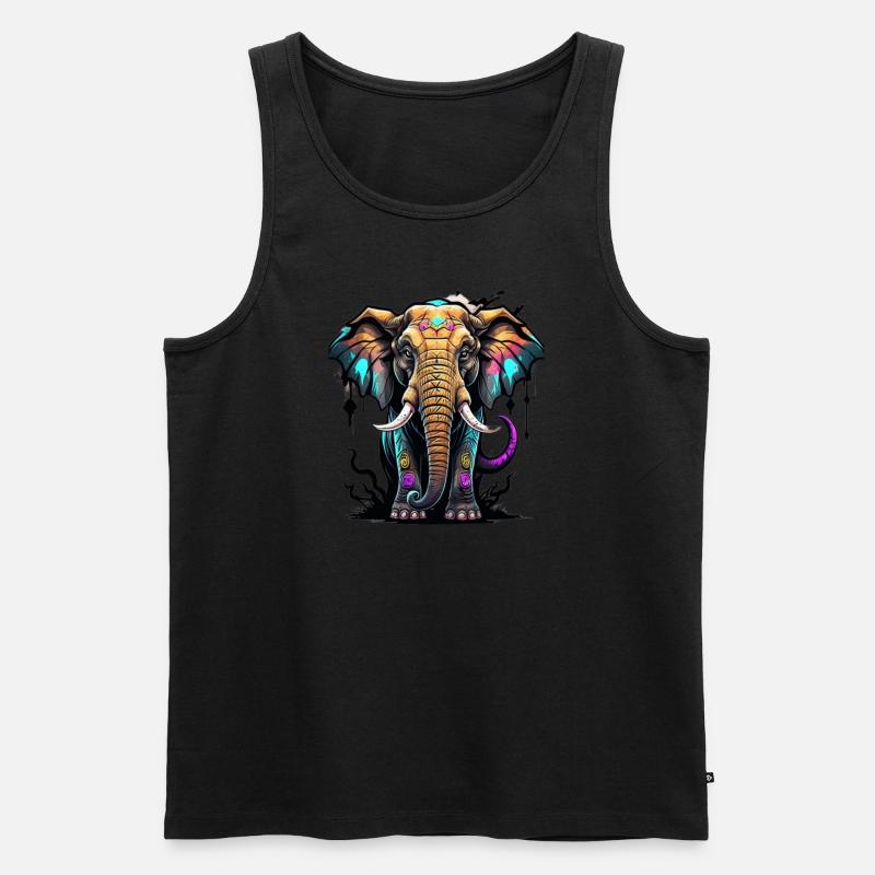 Graffiti Elefant - Männer Premium Bio Tank Top - Schwarz