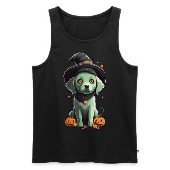 Süßer Halloween Hexen Hund Welpe Hunde Design - Männer Premium Bio Tank Top - Schwarz - Vorne - AI Model Male 178 light (178cm)