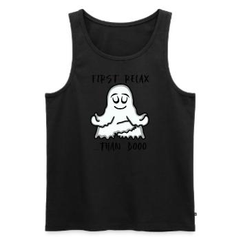 Ghost Halloween Ghost Yoga Relaxation - Men's Premium Organic Tank Top - black - Front - AI Model Male 178 light (178cm)