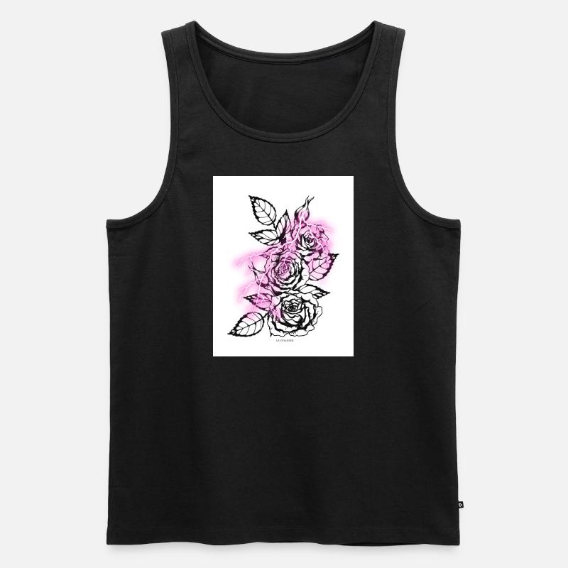 rose with lightning - Männer Premium Bio Tank Top - Schwarz