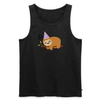 Geburtstag Faultier mit Party Hut am Schlafen - Männer Premium Bio Tank Top - Schwarz - Vorne - Michal (187cm)