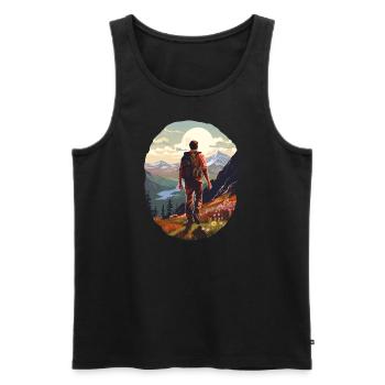 Randonnée en montagne - Débardeur bio Premium Homme - noir - Devant - Michal (187cm)