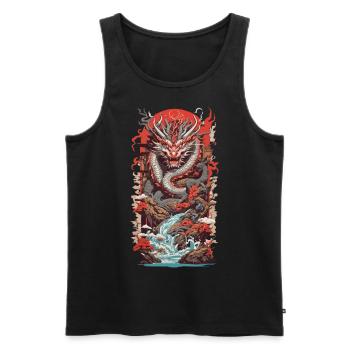Asiatischer Drache Ukiyo-E Drachen Kunst Design - Männer Premium Bio Tank Top - Schwarz - Vorne - AI Model Male 178 light (178cm)