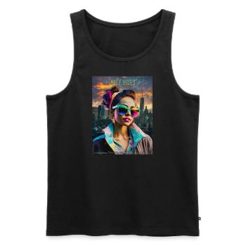 City Vibes - Men's Premium Organic Tank Top - black - Front - AI Model Male 178 light (178cm)