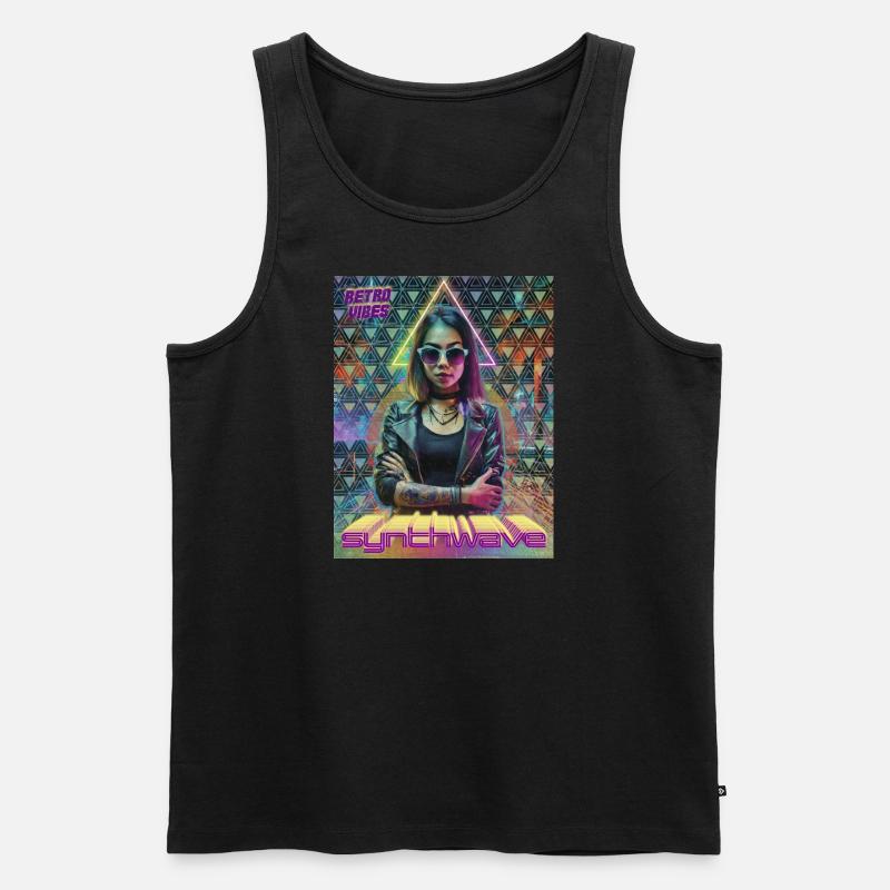 Synthwave Neon Vibes - Männer Premium Bio Tank Top - Schwarz
