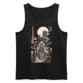 Edo Ukiyo-E Skeleton Yokai Vintage Streetwear - Men's Premium Organic Tank Top - black - Front - AI Model Male 178 light (178cm)