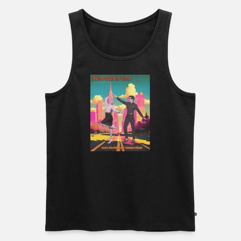 Retro-Dance-Vibes - Männer Premium Bio Tank Top - Schwarz