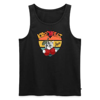 Kirschfestliebe Herz Kirschen Katze zum Kirschfest - Männer Premium Bio Tank Top - Schwarz - Vorne - Michal (187cm)