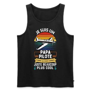 T-shirt de la fête des pères - Papa Pilote Cool - Débardeur bio Premium Homme - noir - Devant - AI Model Male 178 light (178cm)