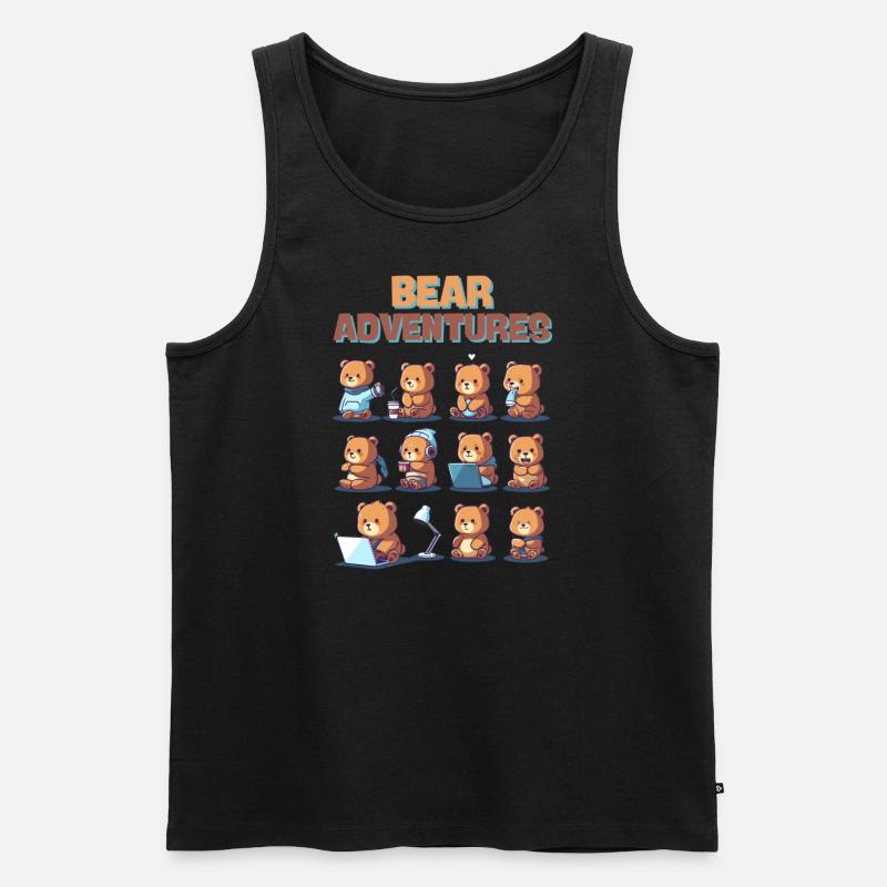 Bear Adventures - Männer Premium Bio Tank Top - Schwarz