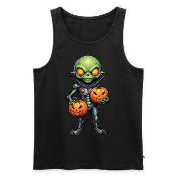Alien with pumpkin heads Halloween - Men's Premium Organic Tank Top - black - Front - AI Model Male 178 light (178cm)