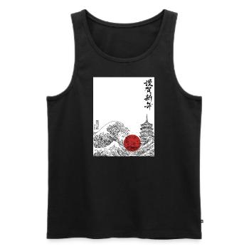 Wave - Männer Premium Bio Tank Top - Schwarz - Vorne - Michal (187cm)