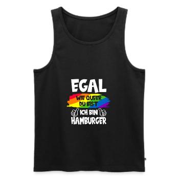 HAMBURG QUEER LGBT HAMBURGER REGENBOGENFAHNE - Männer Premium Bio Tank Top - Schwarz - Vorne - Michal (187cm)