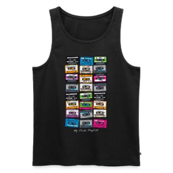 My First Playlist-hip hop - Débardeur bio Premium Homme - noir - Devant - AI Model Male 178 light (178cm)