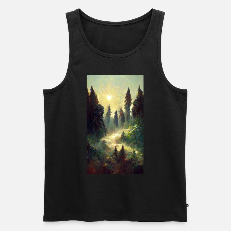 Sonnendurchfluteter Wald - Männer Premium Bio Tank Top - Schwarz