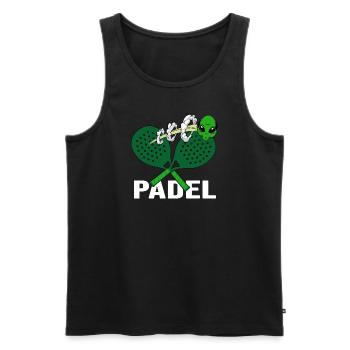 Padel Padel Tennis Padel Joueur de Tennis Padel Espace Padel - Débardeur bio Premium Homme - noir - Devant - Michal (187cm)